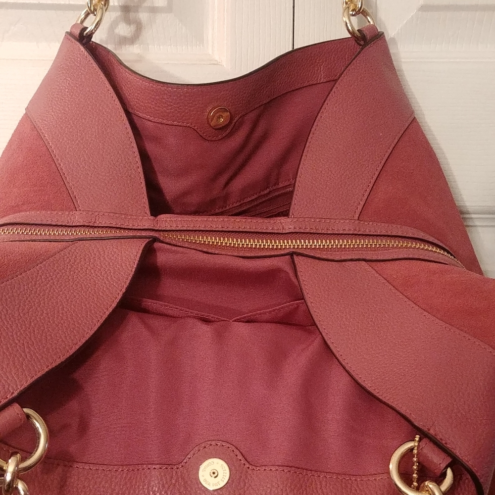 Coach Dalton 31 Leather Large Shoulder Satchel Bag Dust Pink - Picture 4 of 14